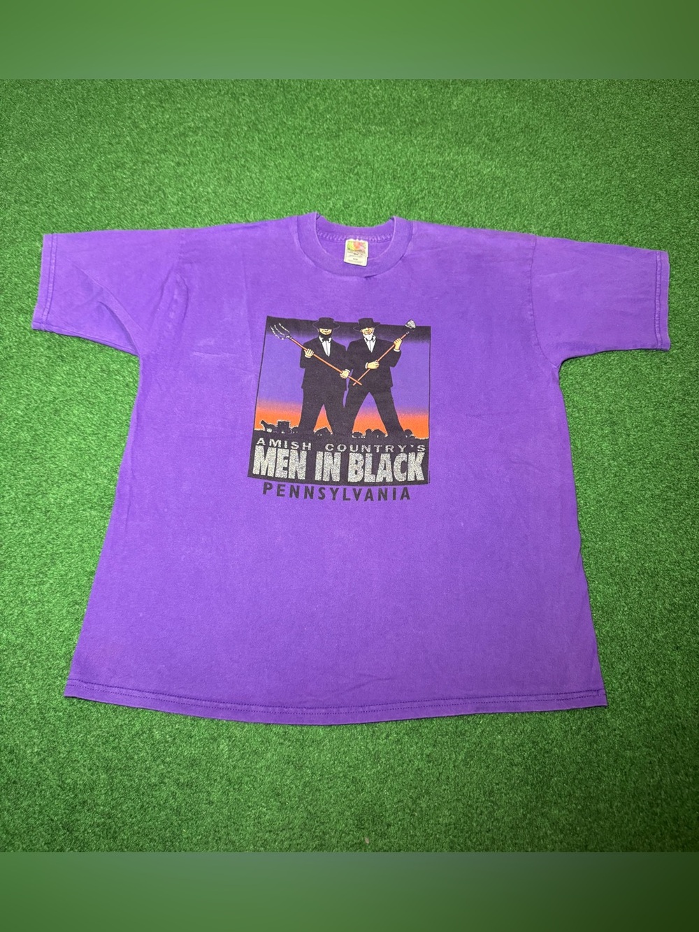 Men In Black Vintage Amish Country Spoof T Shirt XL Purple Movie Promo RARE